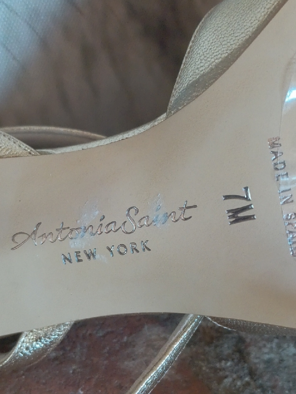 Metallic Gold Pointed-Toe Slingback Heels - Picture 6 of 12